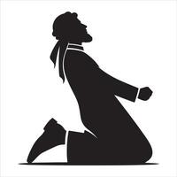 Arabisch moslim Mens vector silhouet, een moslim Mens houding vector