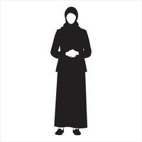 een hijab stijl vrouw staand houding vector silhouet