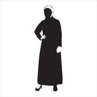 een hijab stijl vrouw staand houding vector silhouet