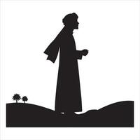 Arabisch moslim Mens vector silhouet, een moslim Mens houding vector