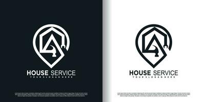 huis onderhoud logo met creatief uniek element concept premie vector