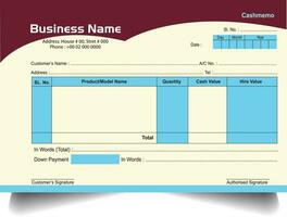 bedrijf betaling contant geld memo factuur vector sjabloon ontwerp, contant geld memo ontwerp. vector bedrijf contant geld memo ontwerp