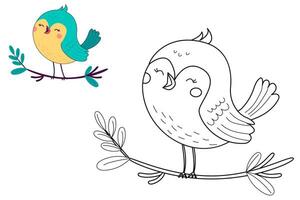 kleur boek weinig schattig vogel tekenfilm vector