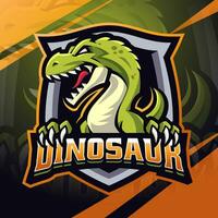 dinosaurus esport mascotte logo ontwerp vector