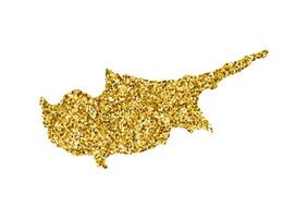 vector geïsoleerd illustratie met vereenvoudigd Cyprus kaart. versierd door glimmend goud schitteren textuur. Kerstmis en nieuw jaar vakantie decoratie voor groet kaart.