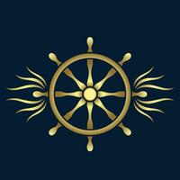 gouden schip wiel logo vector