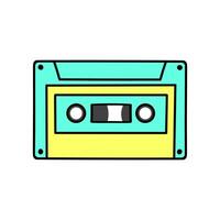retro audio cassette. audio plakband met muziek- dossier. 90s musical apparatuur. knal cultuur y2k. 90s stijl hand- getrokken vector