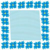 achtergrond kader met korenbloemen en strepen is gemaakt in blauw tonen vector
