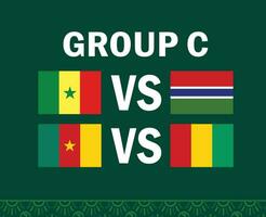 Guinea Gambia Senegal en Kameroen Afrikaanse vlaggen landen 2023 groep c teams landen Afrikaanse Amerikaans voetbal symbool logo ontwerp vector illustratie