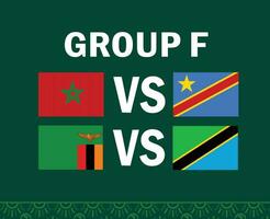 Marokko Zambia Tanzania en dr Congo Afrikaanse vlaggen landen 2023 groep f teams landen Afrikaanse Amerikaans voetbal symbool logo ontwerp vector illustratie