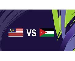 Maleisië en Jordanië Aziatisch vlaggen landen 2023 groep e teams landen Aziatisch Amerikaans voetbal symbool logo ontwerp vector illustratie