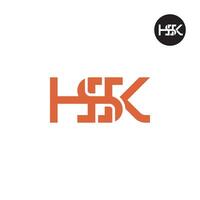 brief hsk monogram logo ontwerp vector