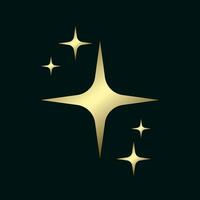 goud kleur ster Aan donker achtergrond met verlichting effect en fonkeling sterren. luxe ontwerp prijs ceremonie concept. vector illustratie