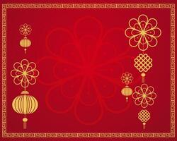 gelukkig Chinese nieuw jaar Chinese Aan rood achtergrond ansichtkaart, banier, poster, Chinese, elementen en ornament vector