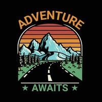 avontuur wacht, avontuur, buitenshuis, hiking, camping wijnoogst t-shirt ontwerp vector