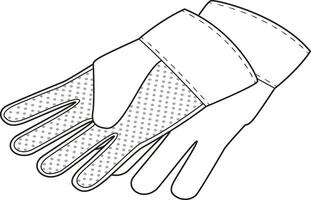 tuinieren handschoenen schets pictogrammen. zwart en wit vector