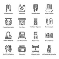 thermisch verwarming lijn vector pictogrammen