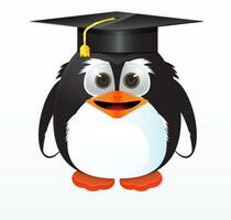 pinguïn vervelend school- diploma uitreiking hoed vector