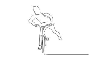 jong jongen wielersport werkzaamheid extreem beweging lijn kunst ontwerp vector