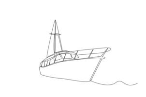 jacht boot rijk luxe vervoer voorwerp Bij zee lijn kunst ontwerp vector