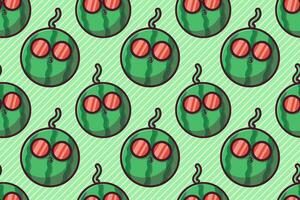 schattig watermeloen karakter naadloos patroon vector illustratie