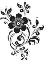 strak bloeiend kunst bloemen icoon embleem hand- getrokken noir gebladerte vector logo