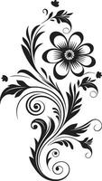 elegant bloemen indruk iconisch vector biologisch noir boeket hand- getrokken embleem