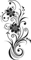 inktachtig botanisch elegantie zwart vector bloemen noir ingewikkeldheid hand- getrokken embleem
