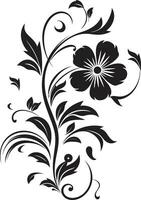 elegant bloemen noir hand- getrokken icoon ontwerp inktachtig botanisch elegantie zwart vector