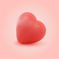 rood 3d hart icoon Aan licht roze achtergrond. vector illustratie voor valentijnsdag dag in 3d stijl.