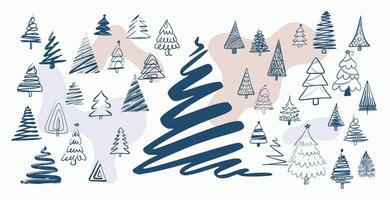 tekening stijl Kerstmis boom elementen ontwerp in verzameling vector