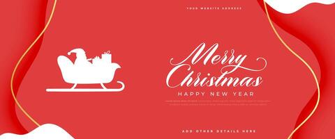 vrolijk Kerstmis feestelijk viering poster met papercut de kerstman claus slee vector