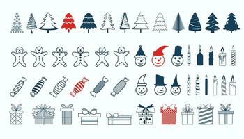 groot reeks van Kerstmis elementen voor decoratie in hand- getrokken stijl vector