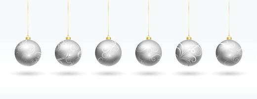 verzameling van zilver Kerstmis snuisterij symbolen ontwerp vector