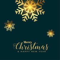 vrolijk Kerstmis winter seizoen achtergrond met gouden sneeuwvlok ontwerp vector