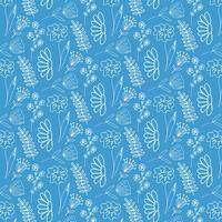 abstract bloemen blauw achtergrond met hand- getrokken bloemen. vector