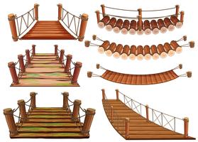 Houten bruggen in verschillende uitvoeringen vector