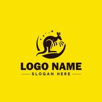 kangoeroe logo en icoon symbool schoon vlak modern minimalistische logo ontwerp bewerkbare vector