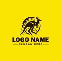 kangoeroe logo en icoon symbool schoon vlak modern minimalistische logo ontwerp bewerkbare vector