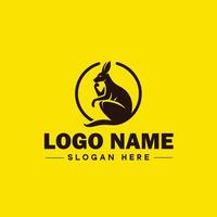 kangoeroe logo en icoon symbool schoon vlak modern minimalistische logo ontwerp bewerkbare vector