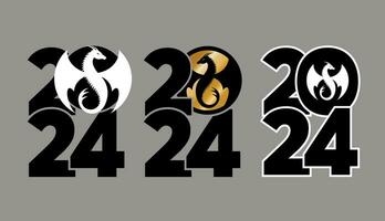 reeks van logos 2024 met draken. icoon met de symbool van de jaar. gemakkelijk en modern ontwerp. Chinese nieuw jaar. vector