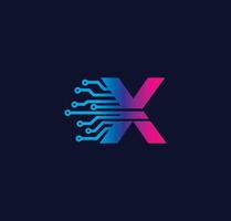X alfabet gegevens opslagruimte technologie logo ontwerp concept vector