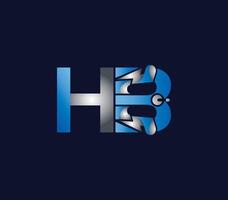 elektrisch hb brief creatief bedrijf logo ontwerp blauw kleur concept vector