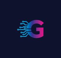 g alfabet gegevens opslagruimte technologie logo ontwerp concept vector
