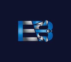 elektrisch eb brief creatief bedrijf logo ontwerp blauw kleur concept vector