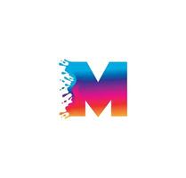 m alfabet kleurrijk schilderij logo ontwerp concept vector