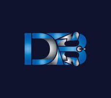 elektrisch db brief creatief bedrijf logo ontwerp blauw kleur concept vector