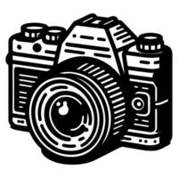 ai gegenereerd foto camera schets kunst icoon voor appjes, websites, logo. fotografie symbool zwart lijn vector