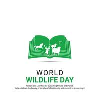 wereld dieren in het wild dag, banier vector illustratie, vector wild dieren