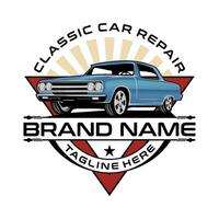 klassiek auto logo, auto reparatie ontwerp vector